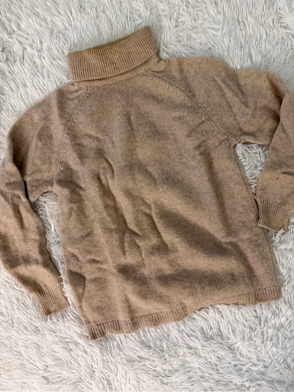 Vintage St Michael Beige Shetland Wool Turtleneck Sweater Women’s US M 40/42